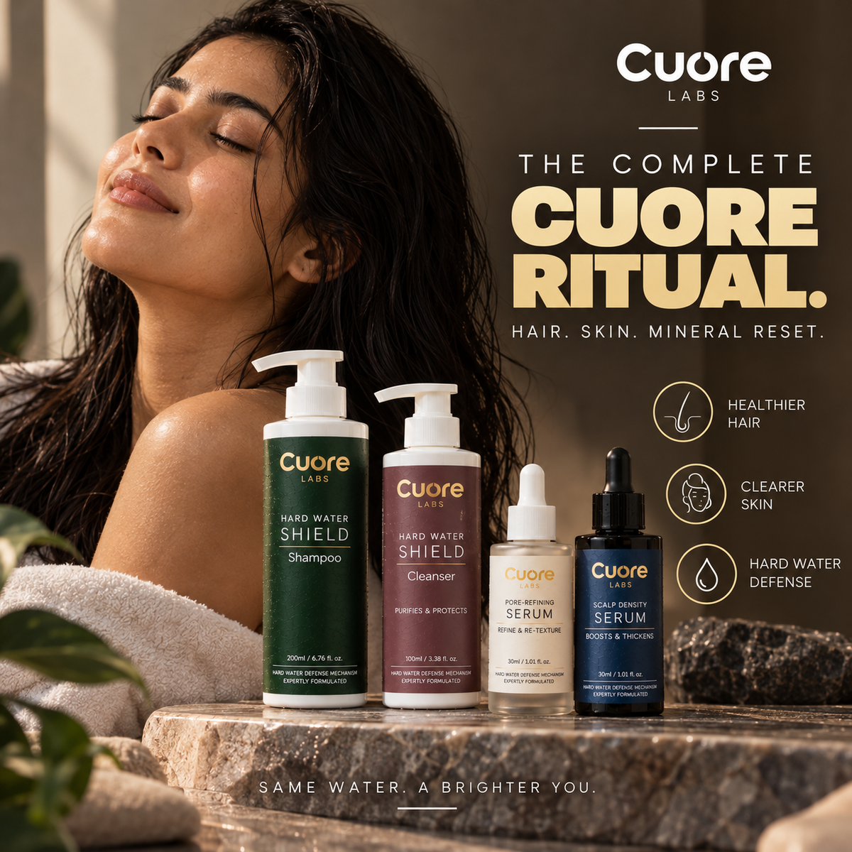 Complete Cuore Ritual — Shampoo + Cleanser + Pore-Refining Serum + Scalp Density Serum
