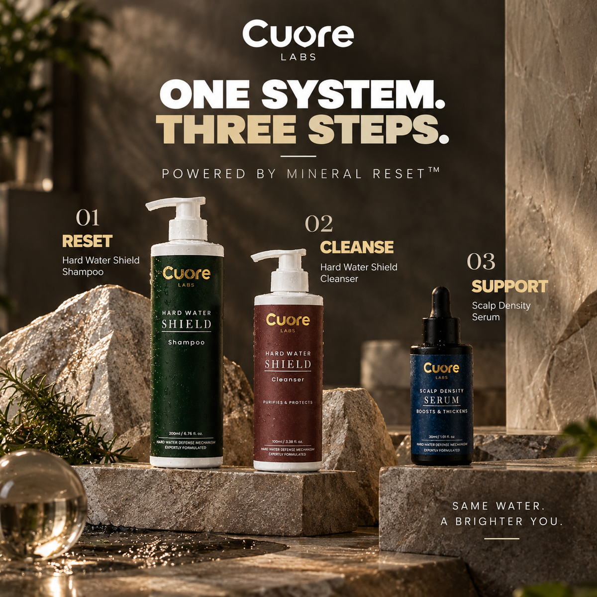 Hair + Skin Complete Ritual — Shampoo + Cleanser + Scalp Density Serum